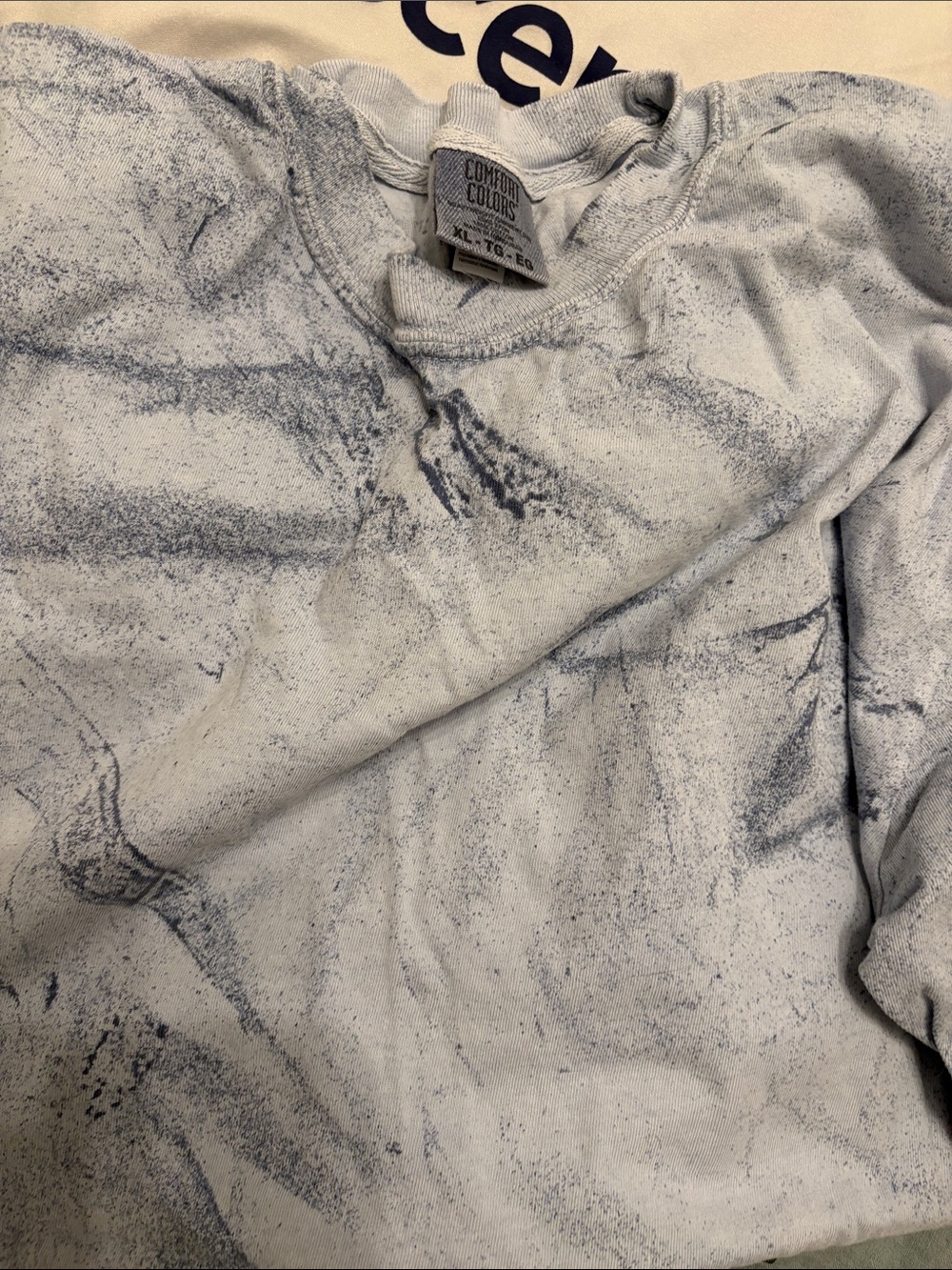 Comfort Colors Men’s Washed Light Gray Crewneck with Navy Speckle